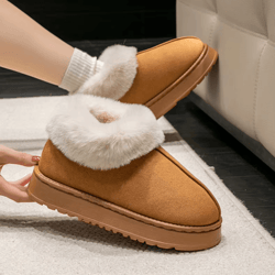womens winter snow boots with faux fur plush lining and indoor outdoor comfort