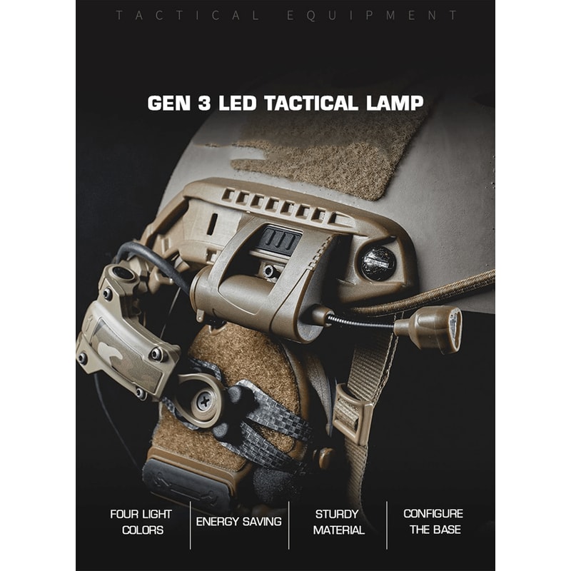 Tactical Helmet Light With 3 Mode LED Flashlight For Hunting Cycling And Outdoor Night Use 0