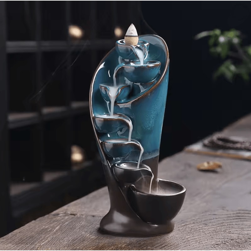 Handmade Ceramic Waterfall Incense Burner Torch Design For Relaxation And Home Decor 0