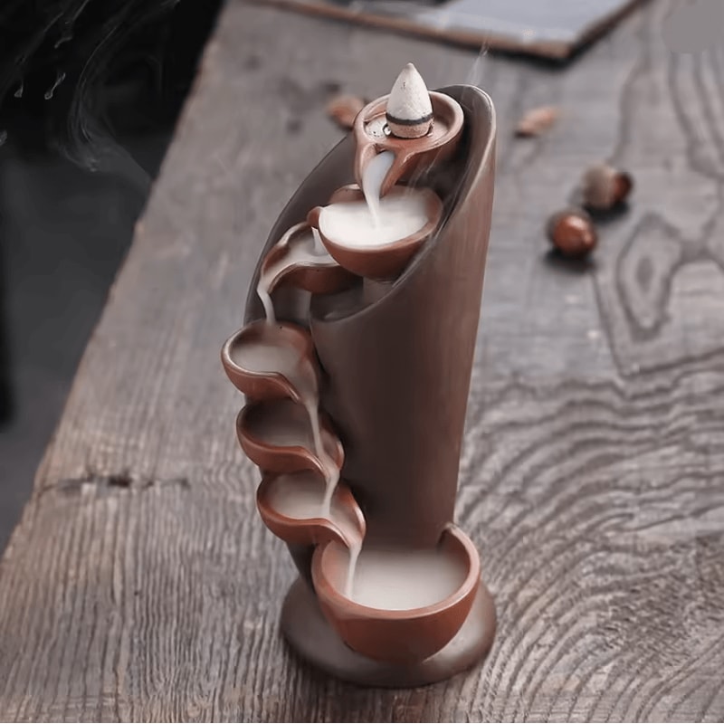 Handmade Ceramic Waterfall Incense Burner Torch Design For Relaxation And Home Decor 1