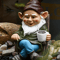 Garden Gnome Resin Ornament With Rocking Chair Outdoor Decoration 1