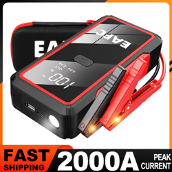portable car jump starter 2000a battery booster with power bank and emergency charger