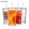 Glass Coffee Cup With Lid And Straw 600ml Transparent Iced Drinkware 3
