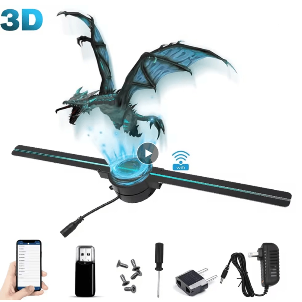 3D Hologram Fan Projector 42cm WiFi Advertising Display Light For Stores And Events 0
