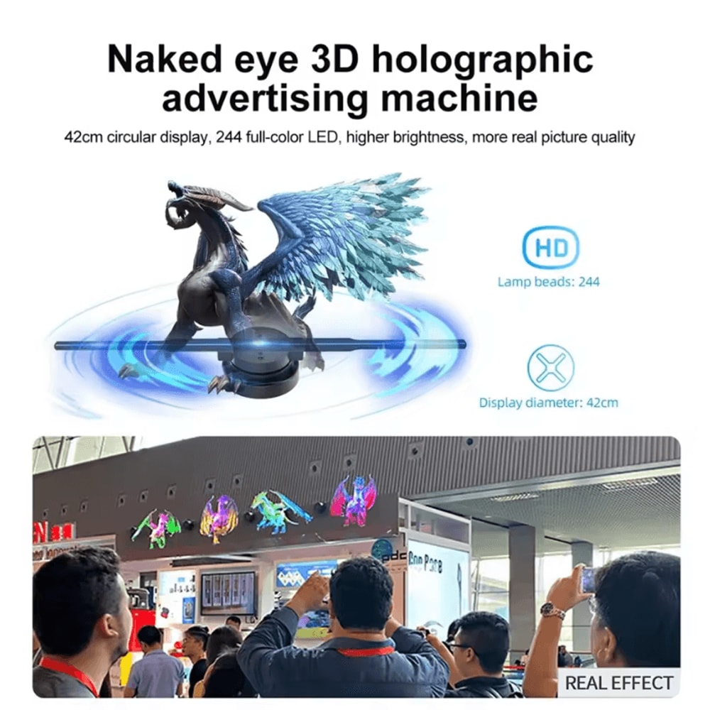 3D Hologram Fan Projector 42cm WiFi Advertising Display Light For Stores And Events 1