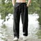 Mens Cotton Linen Beach Pants Casual Summer Joggers Loose Fit Trousers 2