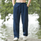 Mens Cotton Linen Beach Pants Casual Summer Joggers Loose Fit Trousers 5
