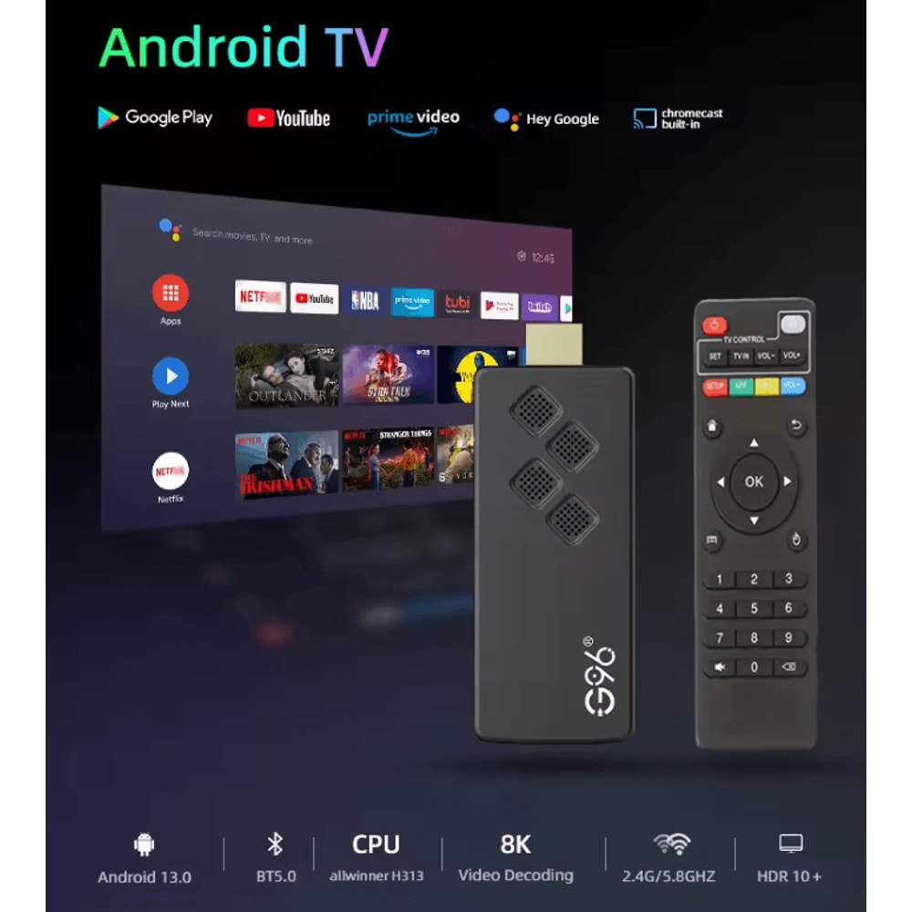 G96 8K Android TV Stick Portable Streaming Media Dongle 1