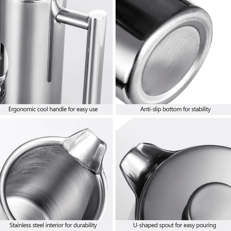 Brew Master Double Wall Stainless Steel French Press Coffee Maker 2