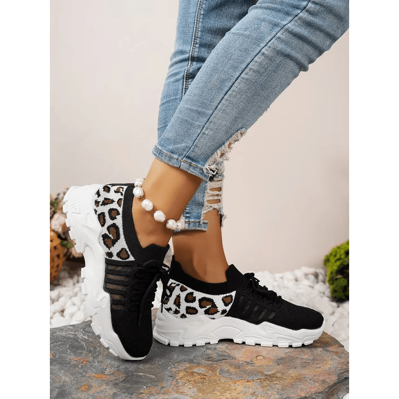 Leopard Print Womens Sneakers Lightweight Breathable Casual Shoes 0