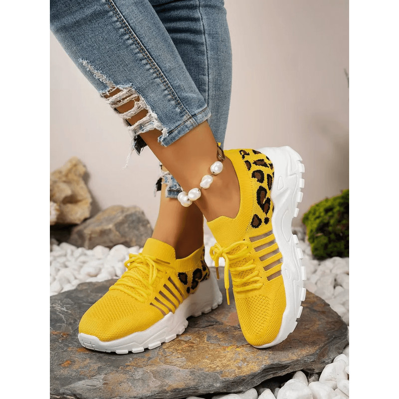 Leopard Print Womens Sneakers Lightweight Breathable Casual Shoes 1