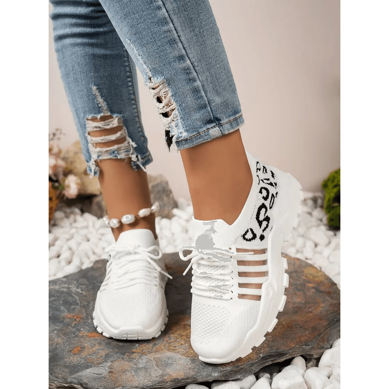 Leopard Print Womens Sneakers Lightweight Breathable Casual Shoes 3