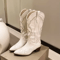 Vintage Western Cowboy Boots For Women With Embroidered Design And Thick Heel 2