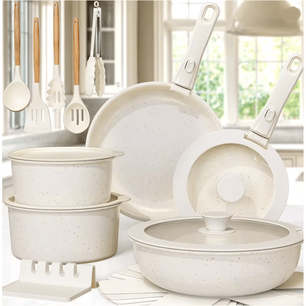 21 Piece Non Stick Ceramic Cookware Set With Sensor Handles Complete Pots And Pans Set 0