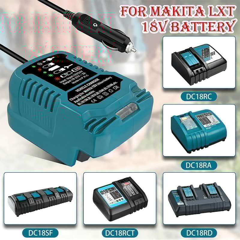 DC Car Charger Adapter With LED For Makita 18V LXT Battery Compact 12V 24V Plug 0