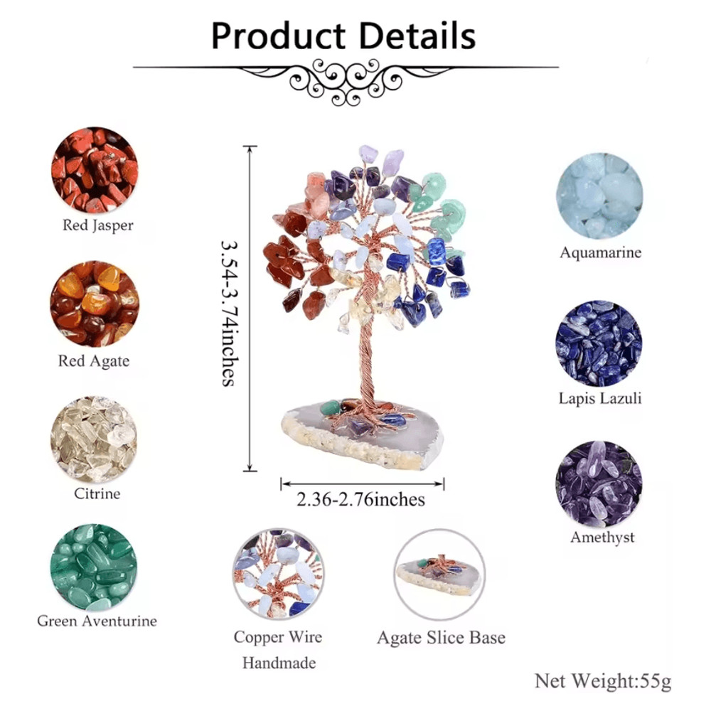 Crystal Money Tree With Agate Base Handmade Gemstone Feng Shui Decor 1