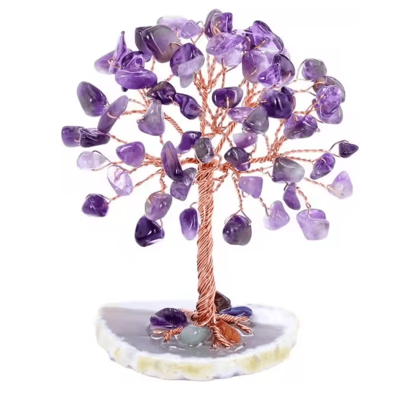 Crystal Money Tree With Agate Base Handmade Gemstone Feng Shui Decor 6