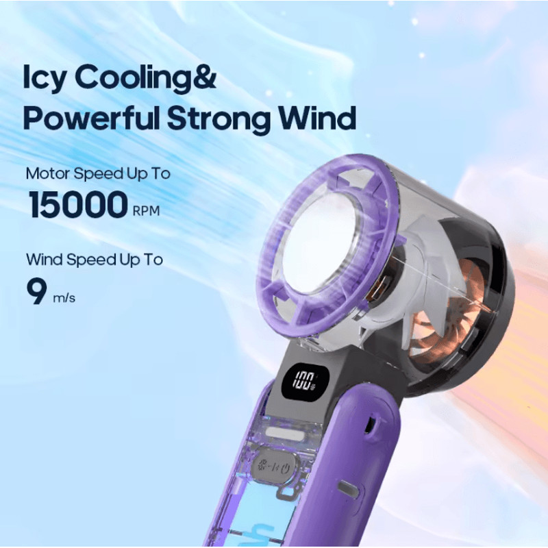 BreezeFlex Foldable Handheld Fan Rechargeable Portable Cooling Fan With Lanyard 1