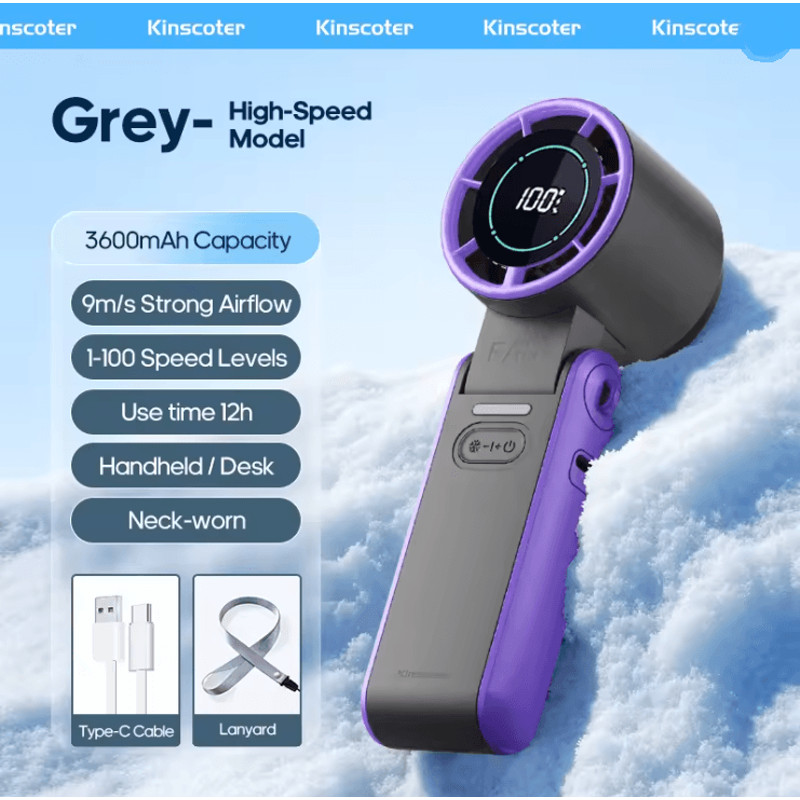 BreezeFlex Foldable Handheld Fan Rechargeable Portable Cooling Fan With Lanyard 4