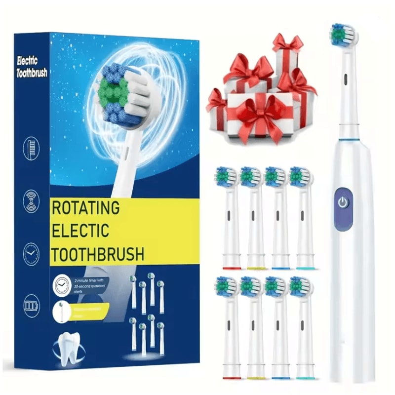 ProClean Rotary Electric Toothbrush Rechargeable With 8 Soft Brush Heads 6