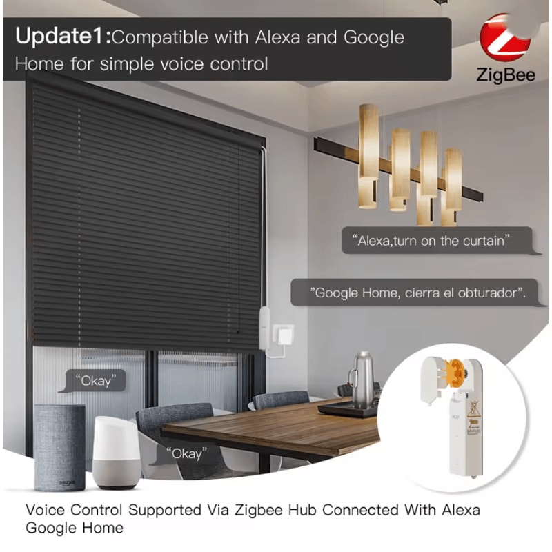 SmartRoll ZigBee Motorized Roller Blinds Drive With Tuya App And Voice Control 1