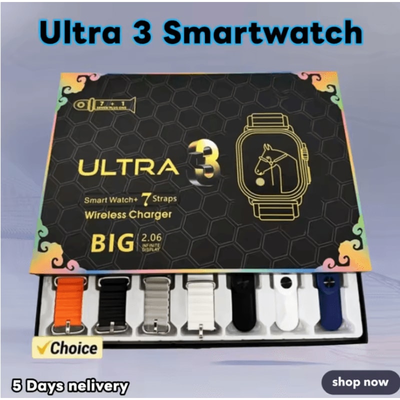 UltraView Smartwatch 3 With AMOLED Display ECG Monitoring And Multiple Straps 0