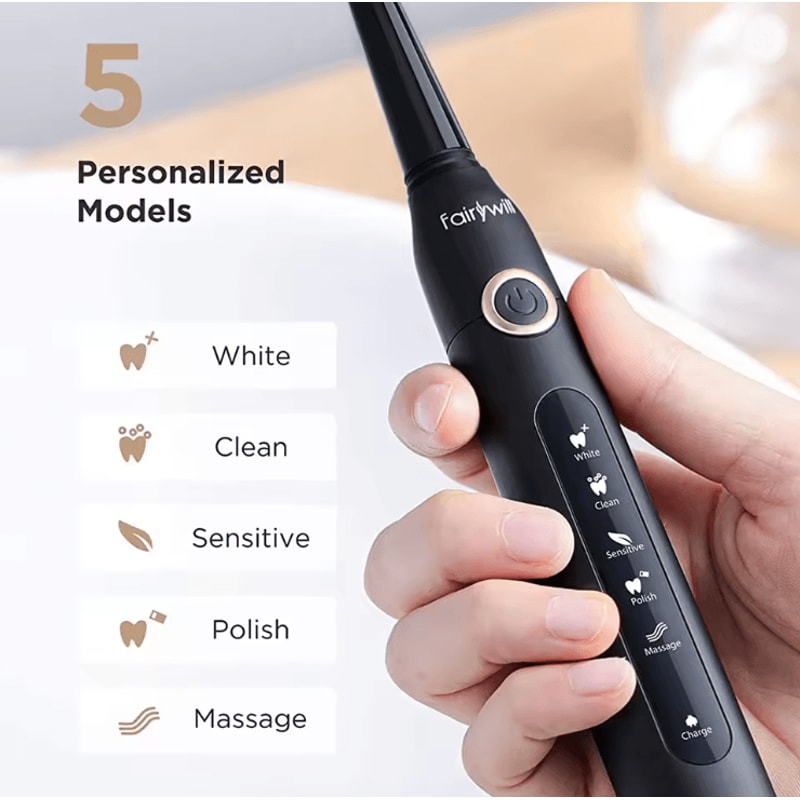 Fairywill FW507 Sonic Electric Toothbrush With 8 Brush Heads And Travel Case 1