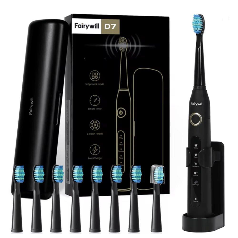 Fairywill FW507 Sonic Electric Toothbrush With 8 Brush Heads And Travel Case 4