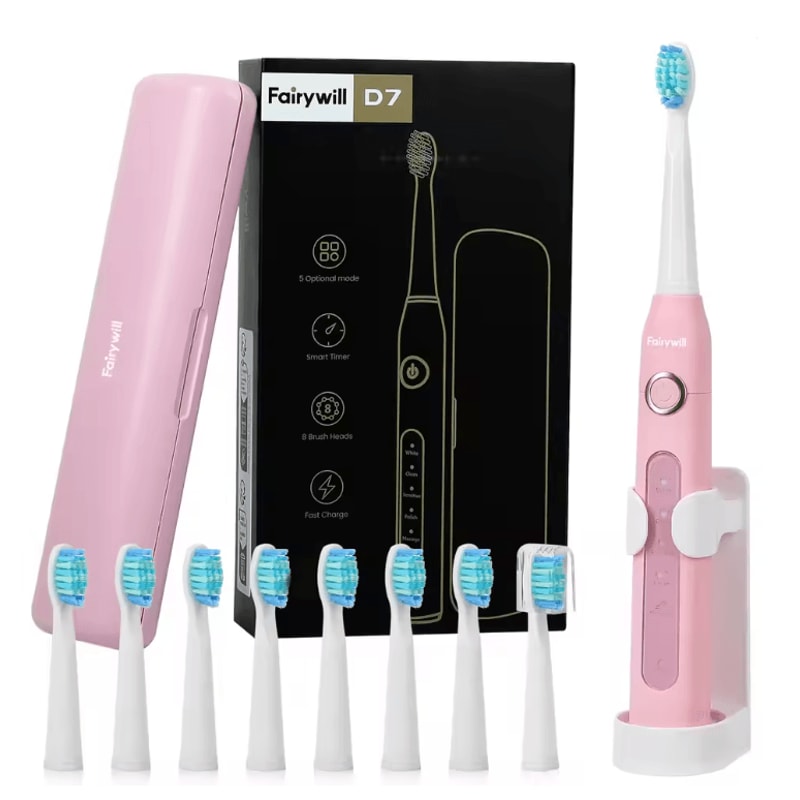 Fairywill FW507 Sonic Electric Toothbrush With 8 Brush Heads And Travel Case 5