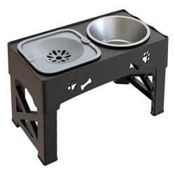 pawease 3 in 1 adjustable pet feeder with double bowls and slow feed design