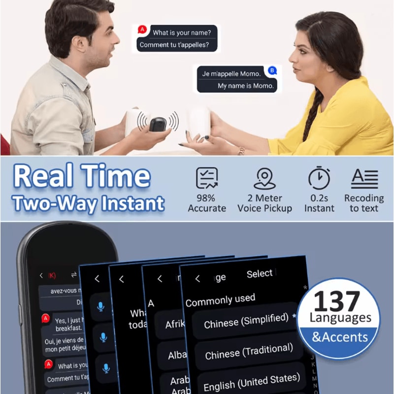 Z2 Instant AI Voice Translator With Touch Screen And Real Time Translation 1