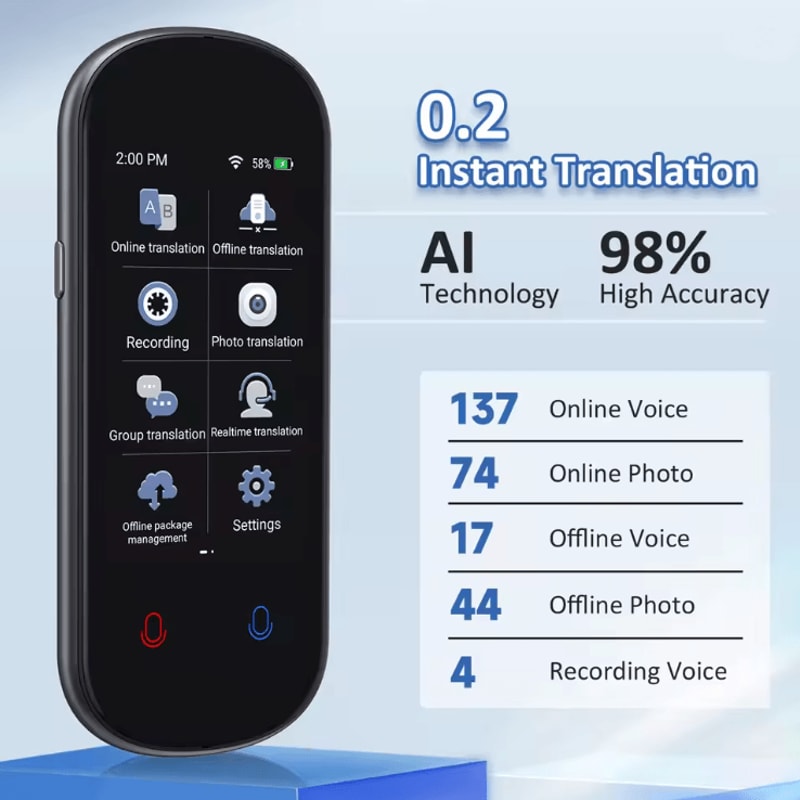 Z2 Instant AI Voice Translator With Touch Screen And Real Time Translation 3