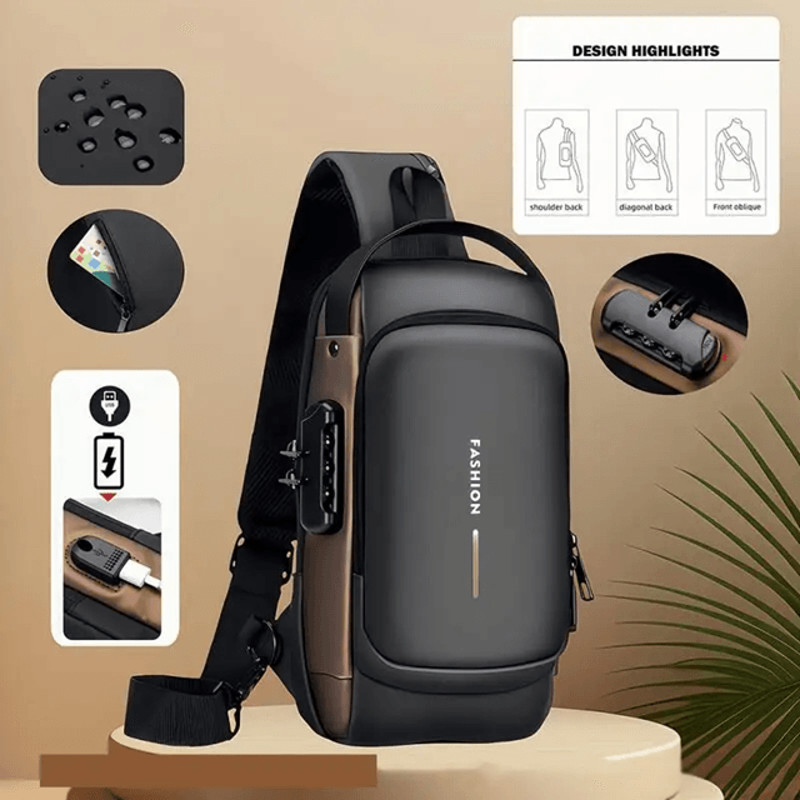 Mens Anti Theft Chest Bag Durable Oxford Crossbody Backpack For Travel And Motorcycle 1