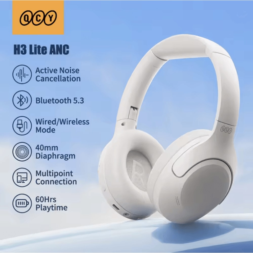 QCY H3 Lite Wireless Headphones With ANC Bluetooth 53 And 60 Hour Playtime 0