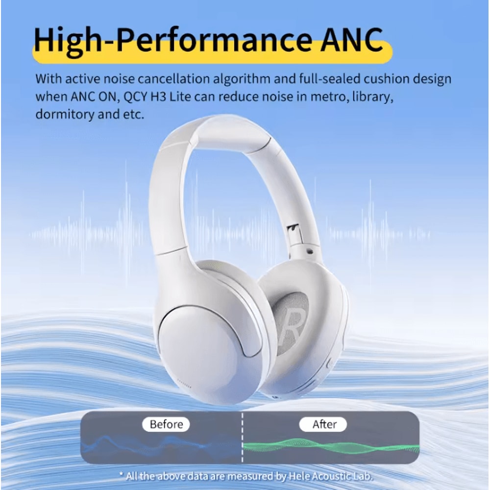QCY H3 Lite Wireless Headphones With ANC Bluetooth 53 And 60 Hour Playtime 1