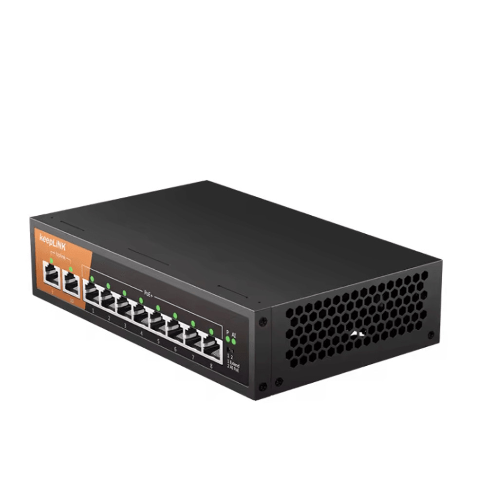 KeepLiNK 10 Port Gigabit Ethernet Switch With 8 PoE Ports And Dual RJ45 Uplink 3