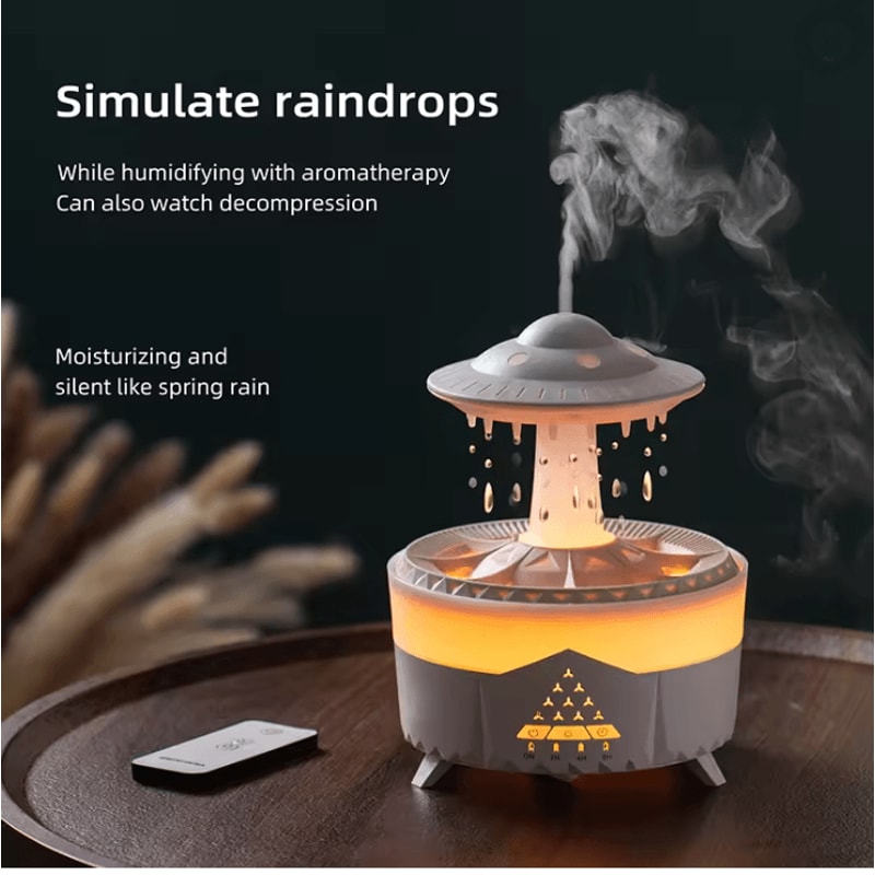 350ml Rain Cloud Aroma Diffuser With Colorful LED Light And Remote Control 1