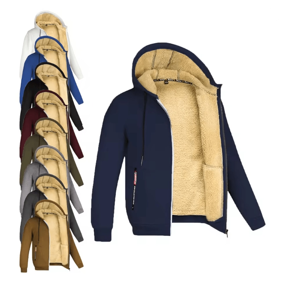 Mens Full Zip Fleece Hoodie Casual Winter Jacket For Sports And Streetwear 0