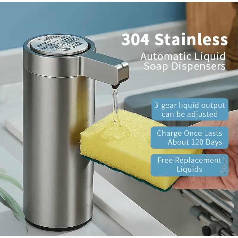 Automatic Stainless Steel Soap Dispenser With Touchless Sensor For Kitchen And Bathroom 0
