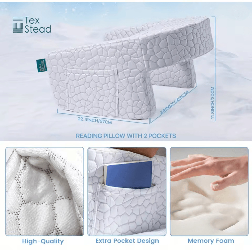 Extra Large Memory Foam Reading Pillow With Arm Rests For Bed Rest And Gaming 3