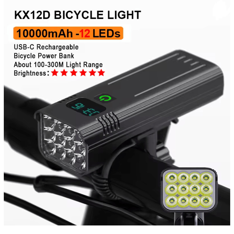 NATFIRE 12 LED Rechargeable Bike Light With 10000mAh Power Bank And High Lumen Headlight 4