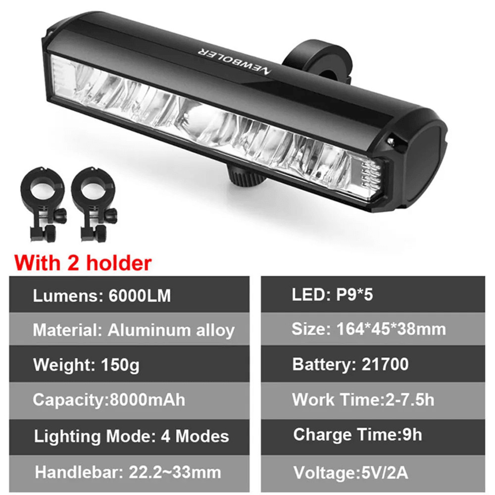 NEWBOLER 6000 Lumen Rechargeable Bicycle Light With 8000mAh Battery And Waterproof Design 1
