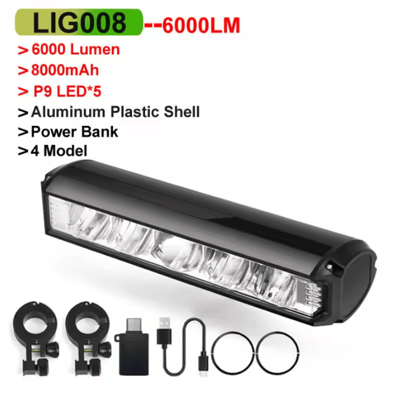 NEWBOLER 6000 Lumen Rechargeable Bicycle Light With 8000mAh Battery And Waterproof Design 6