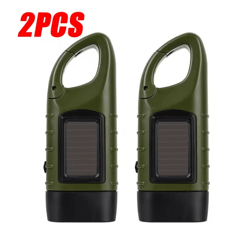 Solar Hand Crank Rechargeable LED Flashlight For Camping Hiking And Emergency Use 4