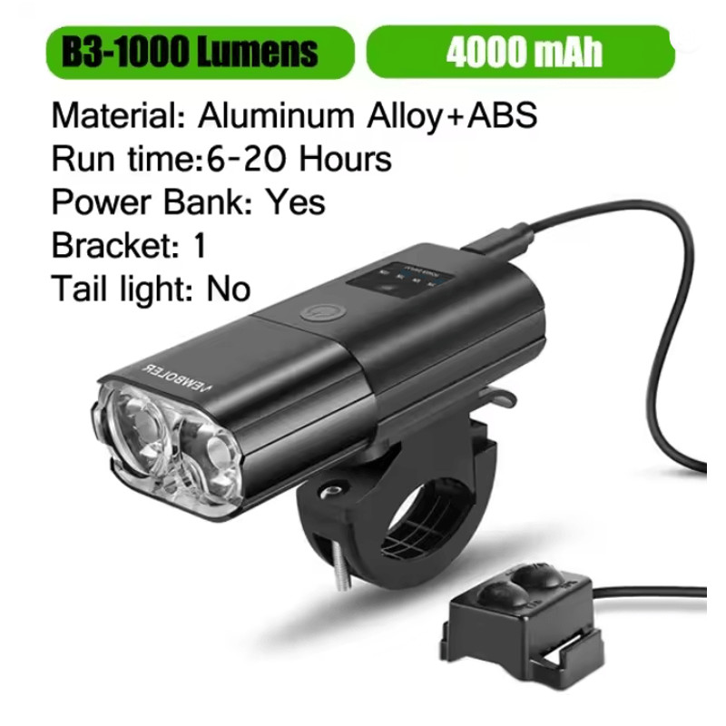 Rechargeable Bicycle Headlight 1000 Lumen With Power Bank Function For Road And Mountain Cycling 3