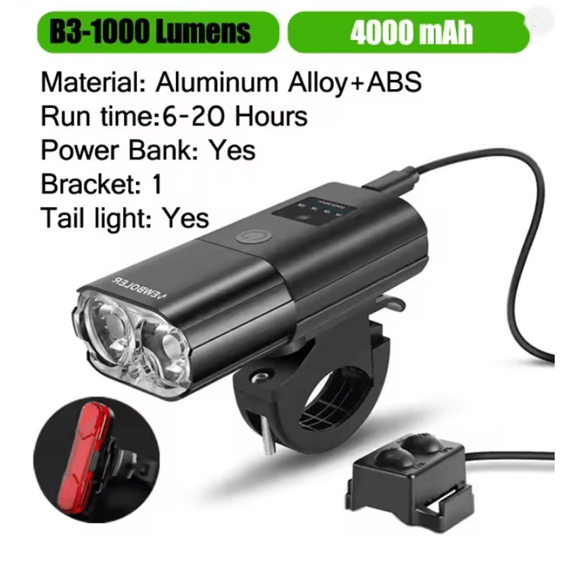 Rechargeable Bicycle Headlight 1000 Lumen With Power Bank Function For Road And Mountain Cycling 4