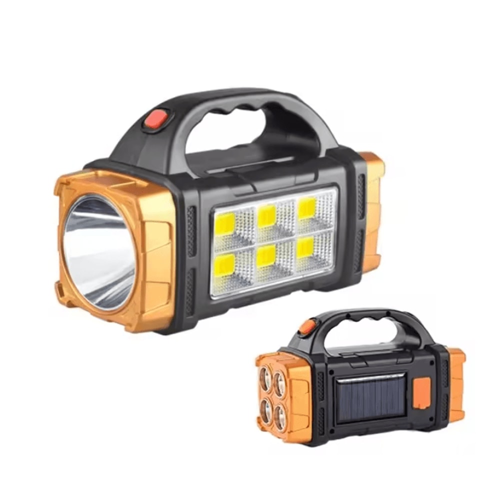 Rechargeable Solar LED Camping Flashlight With COB Work Light And Power Bank 5