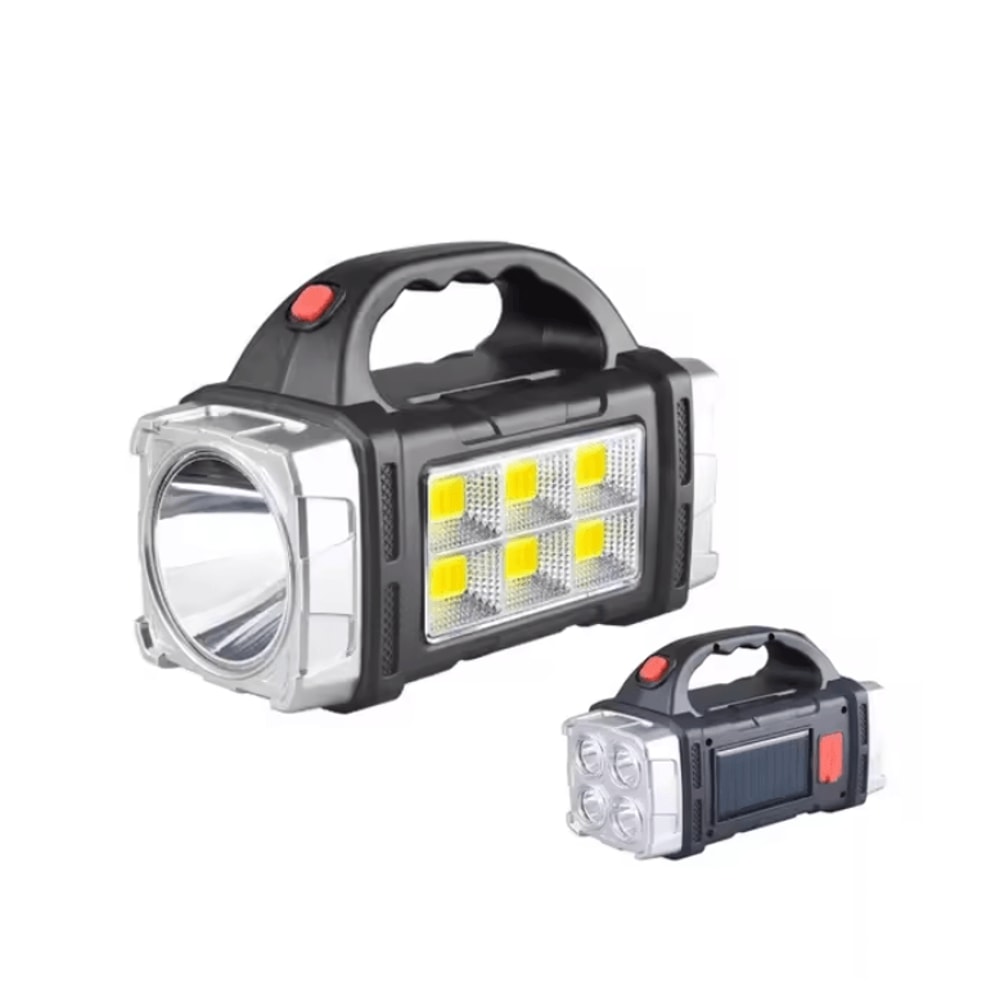 Rechargeable Solar LED Camping Flashlight With COB Work Light And Power Bank 6