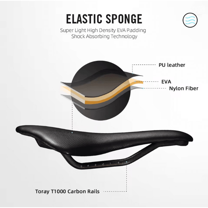 Carbon Leather Bike Saddle Ultralight Road And MTB Racing Seat Cushion 2