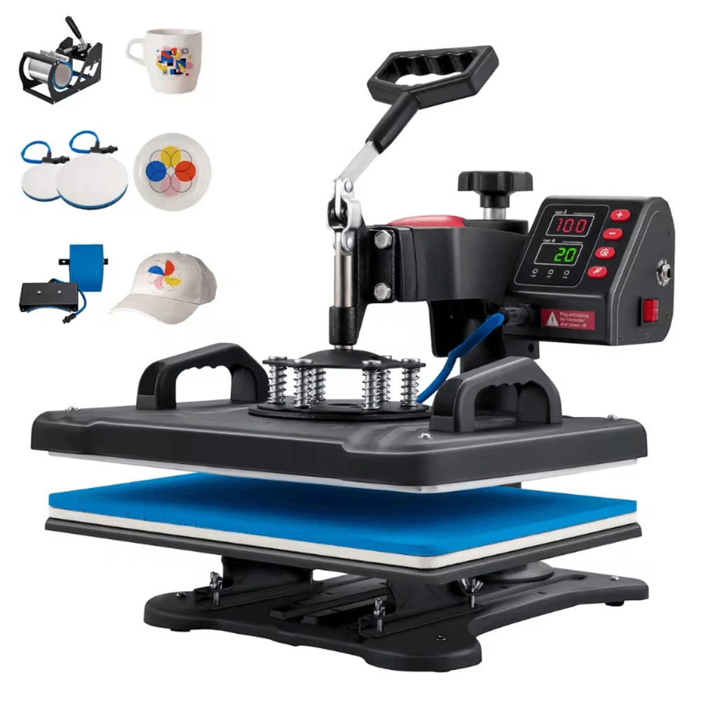 5 In 1 Heat Press Machine 12x15 Clamshell Sublimation Printer With Digital Temperature Control 0